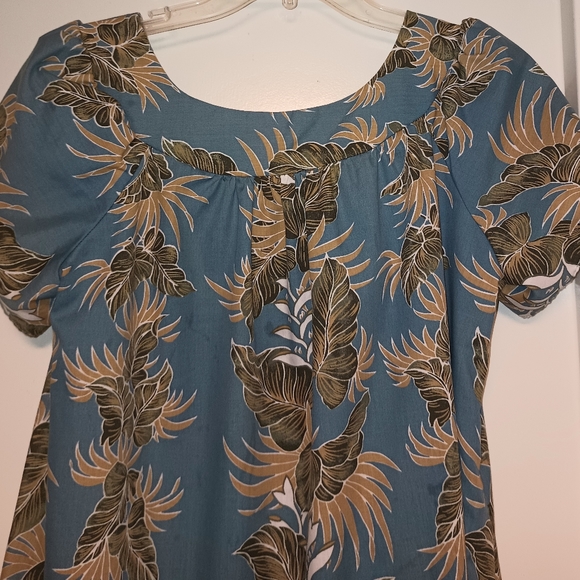 Vintage Stone Blue, Gold, & Sage Green Alohawear/Hawaiian/Tiki Royal Creations S - Picture 1 of 6